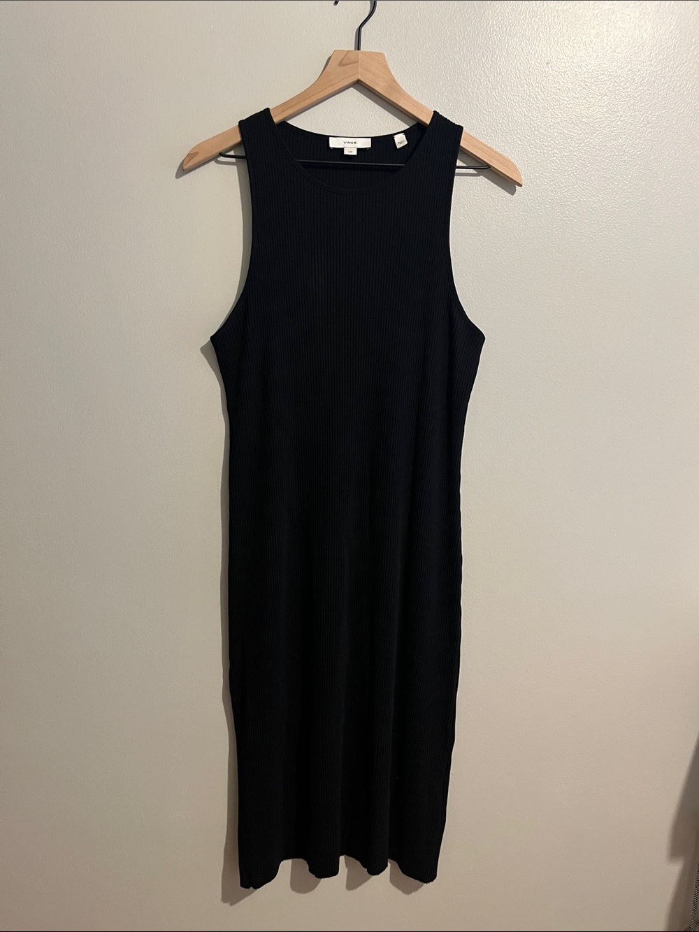 Vince Black Ribbed Tank Midi Dress